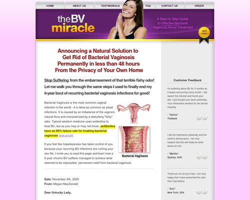 Bacterial Vaginosis Home Treatment Program | BV Miracle: Official Site